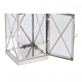 Lanterna Home ESPRIT Argentato Cristallo Acciaio Cromato 22 x 20 x 50 cm (4 Pezzi)