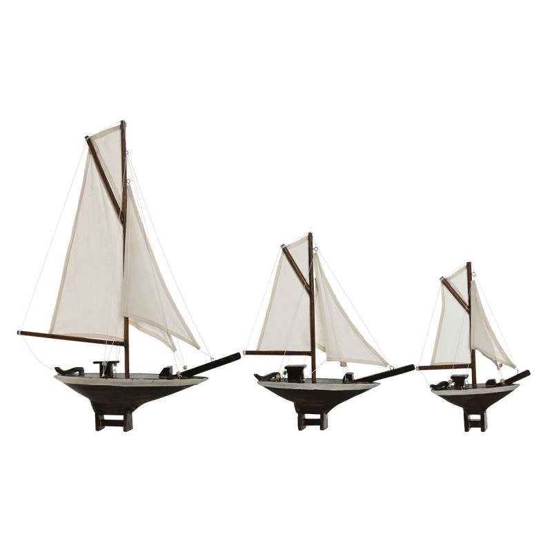 Statua Decorativa Home ESPRIT Bianco Marrone Mediterraneo 55 x 8 x 70 cm (3 Pezzi)