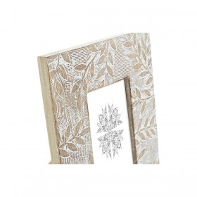 Cornice Portafoto DKD Home Decor Bianco Naturale Cristallo Legno di mango Indiano 20 x 1,3 x 25 cm