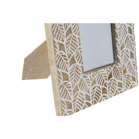 Cornice Portafoto DKD Home Decor Bianco Naturale Cristallo Legno di mango Indiano 20 x 1,3 x 25 cm