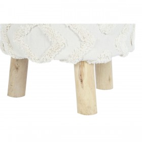Poggiapiedi DKD Home Decor Bianco Marrone Legno di eucalipto 40 x 40 x 40 cm