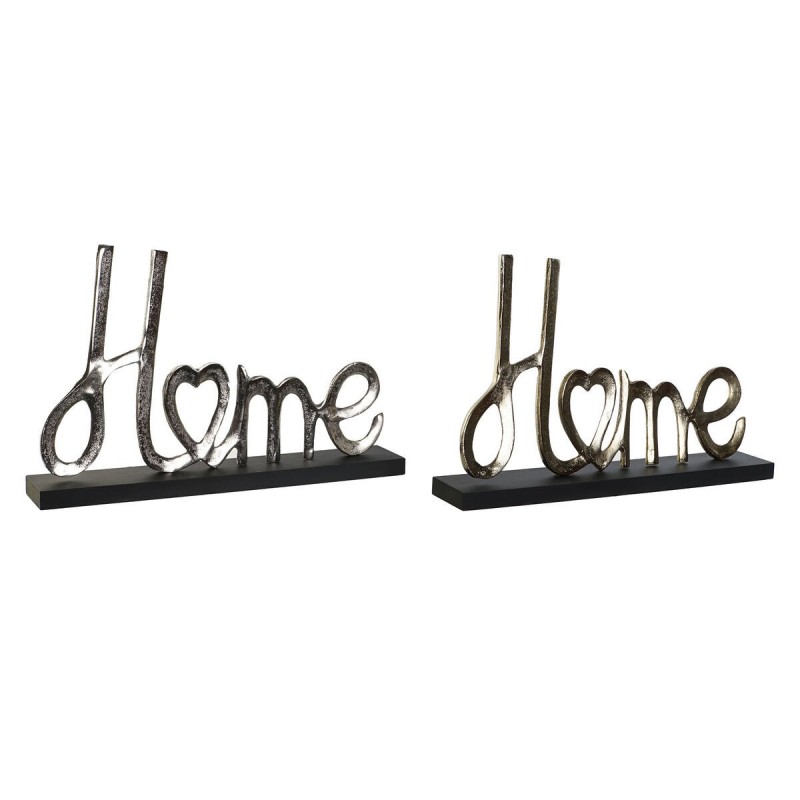 Statua Decorativa DKD Home Decor Nero Dorato Argentato Città 46 x 8 x 29 cm (2 Unità)