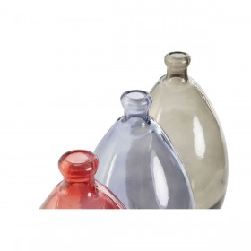 Vaso DKD Home Decor Nero Rosso Blu Marino Vetro Temperato 14 x 14 x 30 cm (3 Unità)