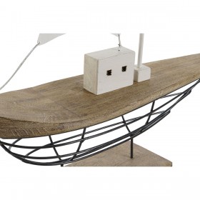 Statua Decorativa Home ESPRIT Bianco Naturale Barca a vela Marinaio Finitura invecchiata 54 x 15 x 61,5 cm