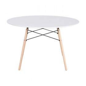 Tavolo da Pranzo Home ESPRIT Bianco Nero Naturale Betulla Legno MDF 120 x 120 x 74 cm