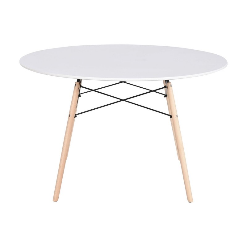 Tavolo da Pranzo Home ESPRIT Bianco Nero Naturale Betulla Legno MDF 120 x 120 x 74 cm