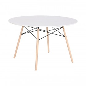 Tavolo da Pranzo Home ESPRIT Bianco Nero Naturale Betulla Legno MDF 120 x 120 x 74 cm