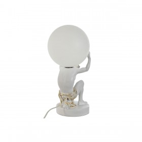 Lampada da tavolo Home ESPRIT Bianco Dorato Resina Plastica 220 V 14 x 14 x 32 cm