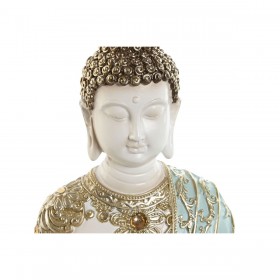 Statua Decorativa Home ESPRIT Turchese Dorato Buddha Orientale 12 x 12 x 22 cm