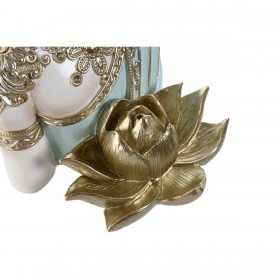 Statua Decorativa Home ESPRIT Turchese Dorato Buddha Orientale 12 x 12 x 22 cm