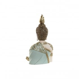 Statua Decorativa Home ESPRIT Turchese Dorato Buddha Orientale 12 x 12 x 22 cm