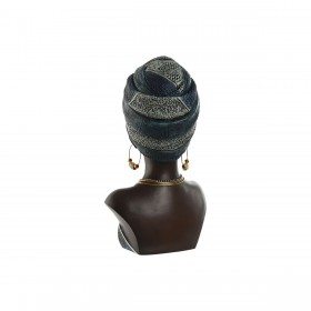 Statua Decorativa Home ESPRIT Azzurro Nero Dorato Africana 23 x 17 x 39 cm