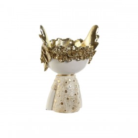 Statua Decorativa Home ESPRIT Bianco Dorato 18 x 14 x 25 cm