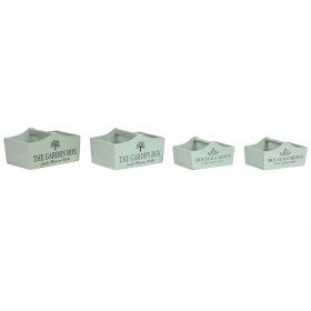 Scatole per conservare Home ESPRIT The Garden Box Verde Legno di abete 35 x 22 x 18 cm 4 Pezzi