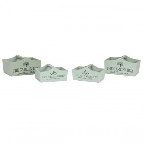 Scatole per conservare Home ESPRIT The Garden Box Verde Legno di abete 35 x 22 x 18 cm 4 Pezzi