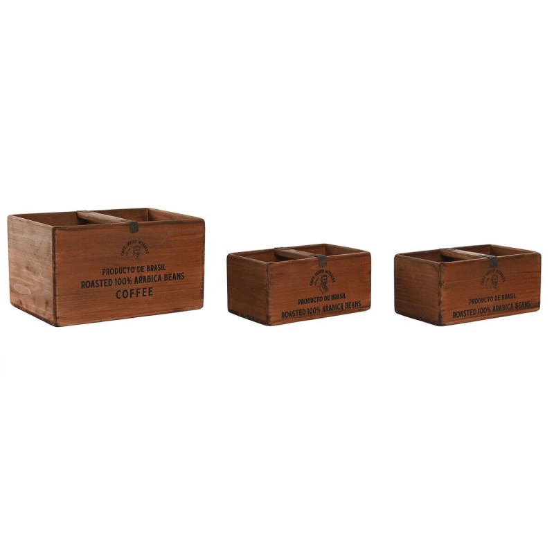 Scatole per conservare Home ESPRIT Marrone Legno di abete 35 x 25 x 20 cm 3 Pezzi