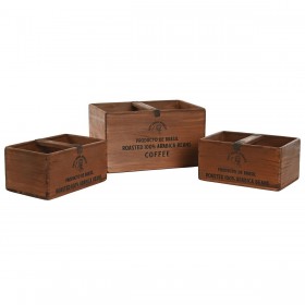 Scatole per conservare Home ESPRIT Marrone Legno di abete 35 x 25 x 20 cm 3 Pezzi