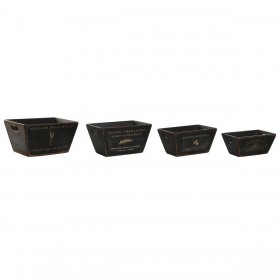 Scatole per conservare Home ESPRIT Nero Legno di abete 34 x 26 x 18 cm 4 Pezzi
