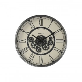 Orologio da Parete Home ESPRIT Bianco Nero Grigio scuro Ferro Legno MDF 54 x 8 x 55 cm