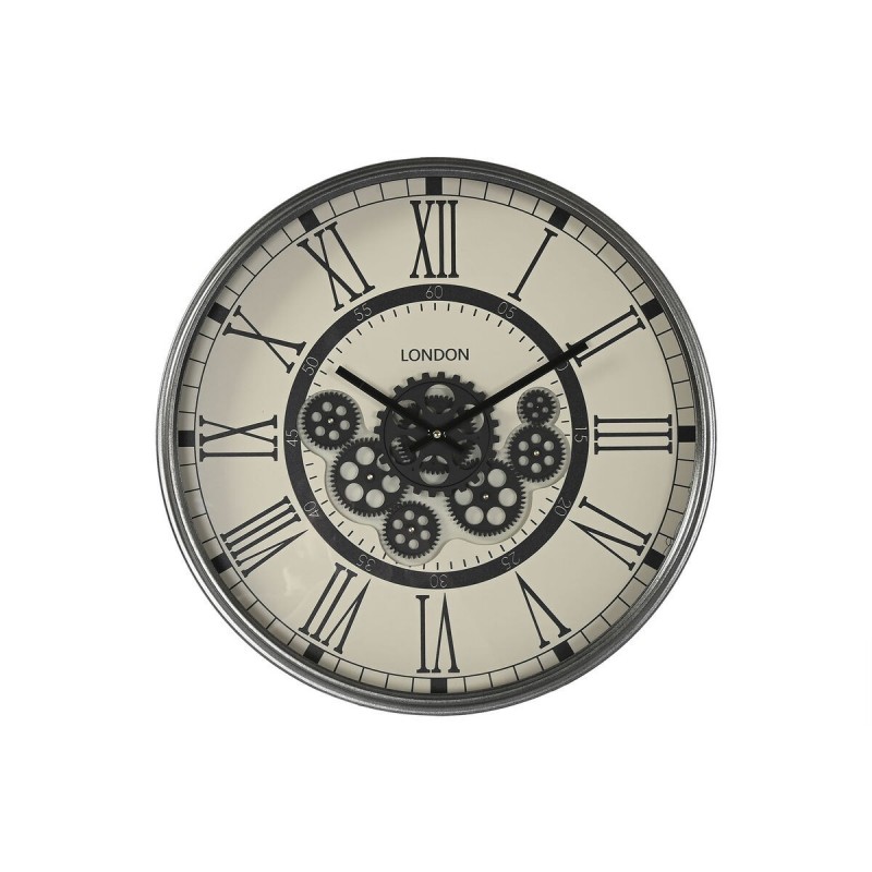 Orologio da Parete Home ESPRIT Bianco Nero Grigio scuro Ferro Legno MDF 54 x 8 x 55 cm