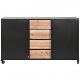 Cassettiera Home ESPRIT Marrone Nero Metallo Abete Loft 122,5 x 32,5 x 74 cm