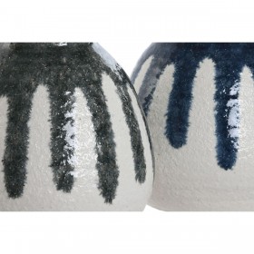 Vaso Home ESPRIT Azzurro Bianco Verde Grigio Ceramica Mediterraneo 18 x 18 x 18 cm (2 Unità)