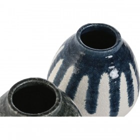 Vaso Home ESPRIT Azzurro Bianco Verde Grigio Ceramica Mediterraneo 18 x 18 x 18 cm (2 Unità)
