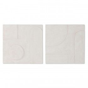 Decorazione da Parete Home ESPRIT Bianco Moderno Decapaggio 80 x 6 x 80 cm (2 Unità)