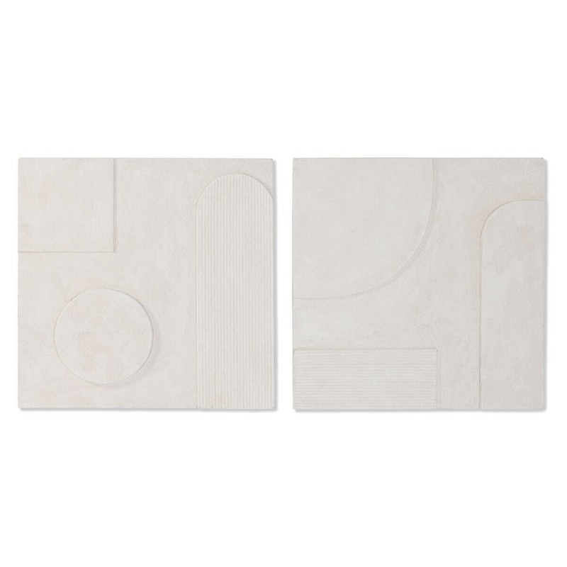 Decorazione da Parete Home ESPRIT Bianco Moderno Decapaggio 80 x 6 x 80 cm (2 Unità)