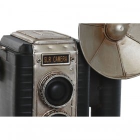 Statua Decorativa Home ESPRIT Nero Argentato Fotocamera Vintage 25 x 14 x 24 cm