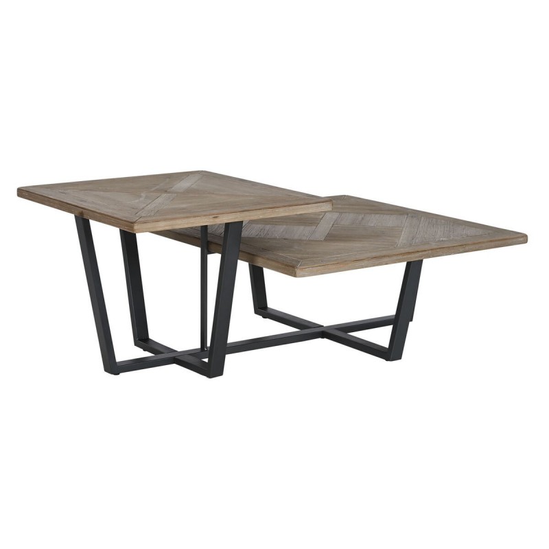 Tavolino da Caffè Home ESPRIT Nero Naturale Metallo Legno di abete 118 x 78 x 45 cm