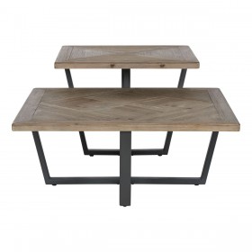 Tavolino da Caffè Home ESPRIT Nero Naturale Metallo Legno di abete 118 x 78 x 45 cm