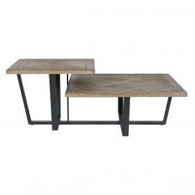 Tavolino da Caffè Home ESPRIT Nero Naturale Metallo Legno di abete 118 x 78 x 45 cm