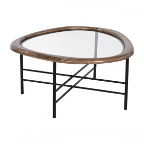 Tavolino da Caffè Home ESPRIT Marrone Nero Naturale Cristallo Legno di abete 76 x 81 x 38 cm