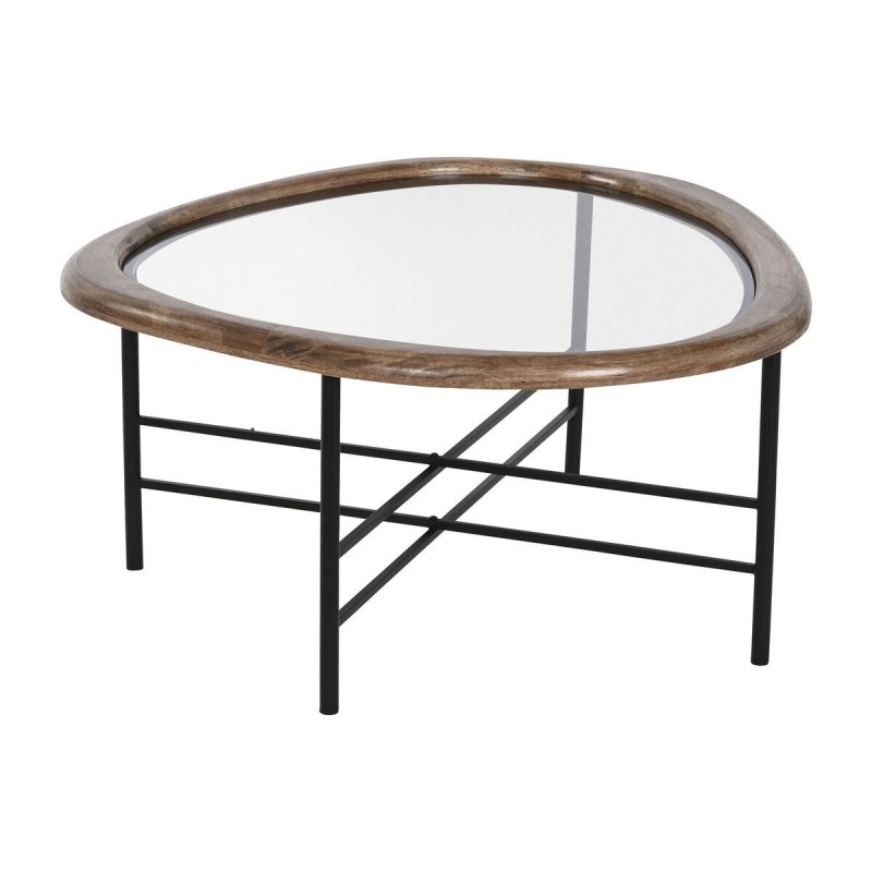 Tavolino da Caffè Home ESPRIT Marrone Nero Naturale Cristallo Legno di abete 76 x 81 x 38 cm