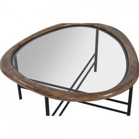Tavolino da Caffè Home ESPRIT Marrone Nero Naturale Cristallo Legno di abete 76 x 81 x 38 cm