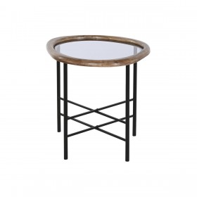 Tavolino da Caffè Home ESPRIT Marrone Nero Naturale Cristallo Legno di abete 61 x 50 x 53 cm
