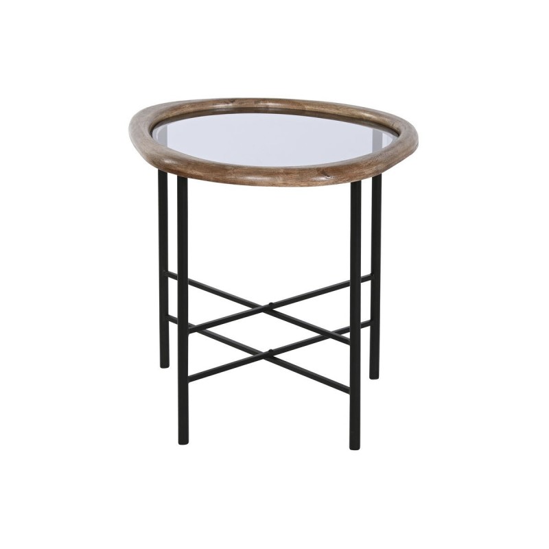 Tavolino da Caffè Home ESPRIT Marrone Nero Naturale Cristallo Legno di abete 61 x 50 x 53 cm