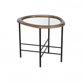 Tavolino da Caffè Home ESPRIT Marrone Nero Naturale Cristallo Legno di abete 61 x 50 x 53 cm