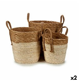 Vaso Home ESPRIT Giallo Ceramica Gres Tropicale 25 x 25 x 38 cm
