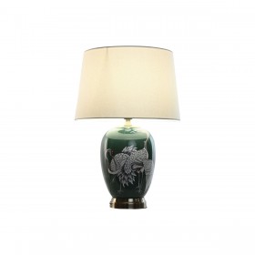 Lampada da tavolo Home ESPRIT Bianco Verde Turchese Dorato Ceramica 50 W 220 V 40 x 40 x 59 cm