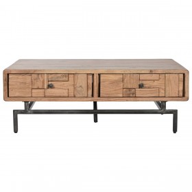 Tavolino da Caffè Home ESPRIT Naturale Metallo Legno di acacia 115 x 70 x 40 cm