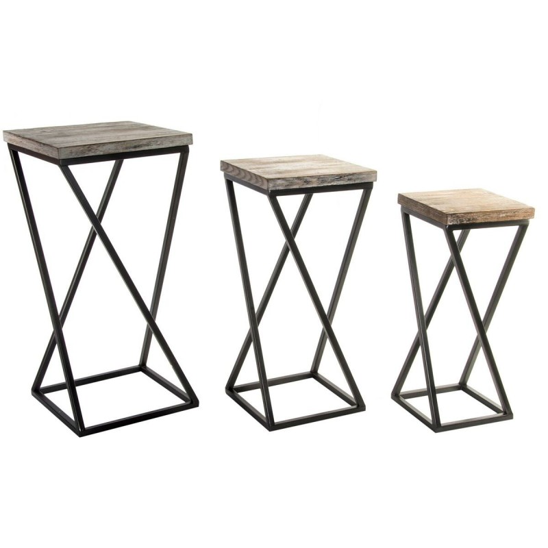 Set di 3 tavoli Home ESPRIT Legno Metallo 33 x 33 x 68 cm
