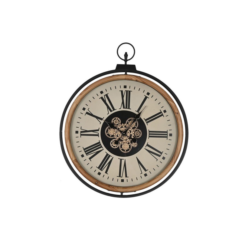 Orologio da Parete Home ESPRIT Nero Beige Dorato Naturale Metallo Legno di pino 74 x 9 x 91 cm