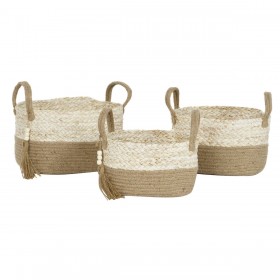 Set di Cestini Home ESPRIT Naturale Marrone Chiaro Juta Moderno 41 x 30 x 33 cm (3 Pezzi)