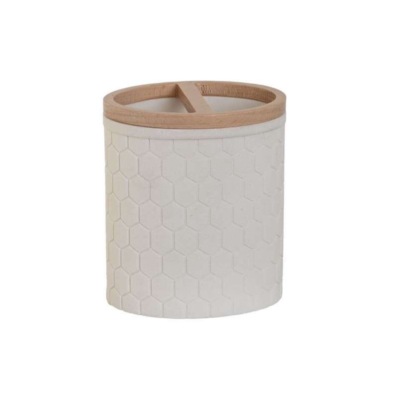 Bicchiere Home ESPRIT Bianco Naturale Resina Bambù 9,5 x 7 x 11 cm