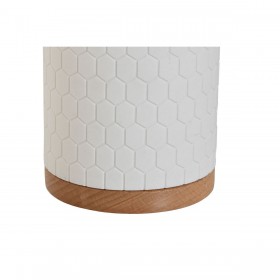 Scopino per il Bagno Home ESPRIT Bianco Argentato Naturale Resina Bambù 9 x 9 x 37 cm