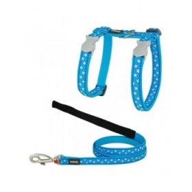 Pettorina per gatti Red Dingo Style Turchese Stella Bianco Cinghia