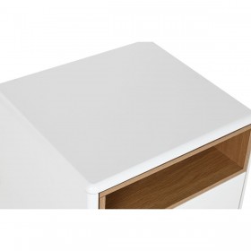 Comodino Home ESPRIT Bianco Naturale Poliuretano Legno MDF 48 x 40 x 55 cm