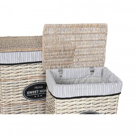 Cesto per i Panni Sporchi Home ESPRIT Bianco Marrone Nero Grigio Naturale vimini Shabby Chic 47 x 35 x 55 cm 5 Pezzi